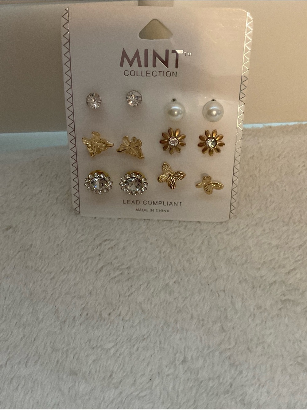 MINT Collection 6-Pair Gold & Pearl Stud Earring Set